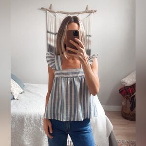 In February 100% Cotton Blue & White Striped Top